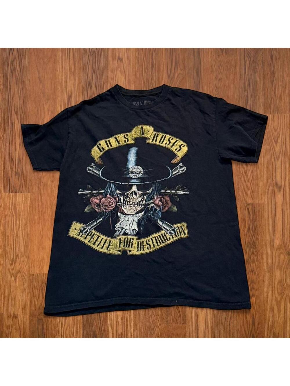 Guns N Roses Appetite For Destruction Black Graphic T-Shirt Band Tee Size Small